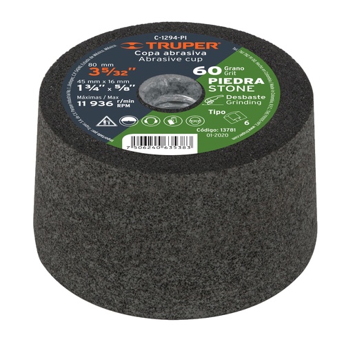 [HC136501] TRUPER COPA C-1294-PI 3-5/32" DESBASTE G-60 P/PIEDRA