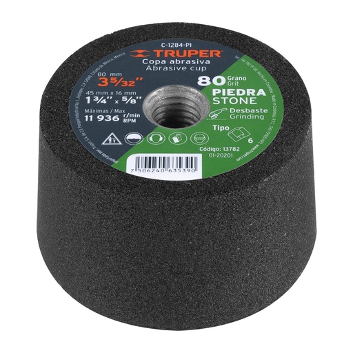 [HC136502] TRUPER COPA C-1284-PI 3-5/32" DESBASTE G-80 P/PIEDRA