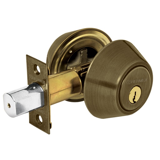 [HC13407] HERMEX CERROJO DOBLE CILINDRO LATON ANTIGUO