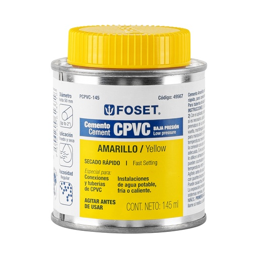 [HC14255] FOSET PEGAMENTO P/CPVC LATA   145ML PCPVC-145
