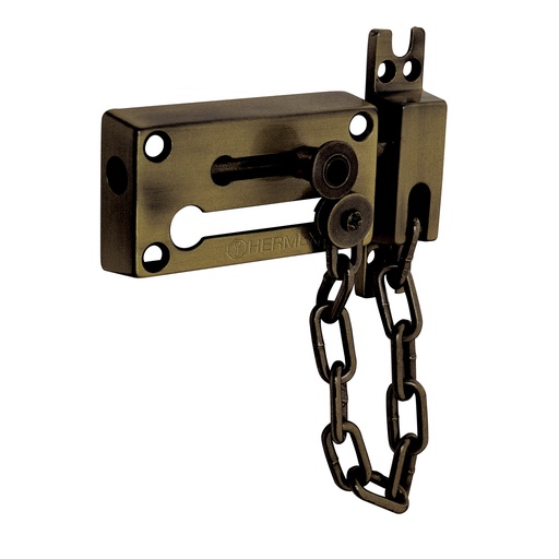 [HC14242] HERMEX PASADOR C/CADENA       LATON ANTIGUO P/PUERTA PACA-2