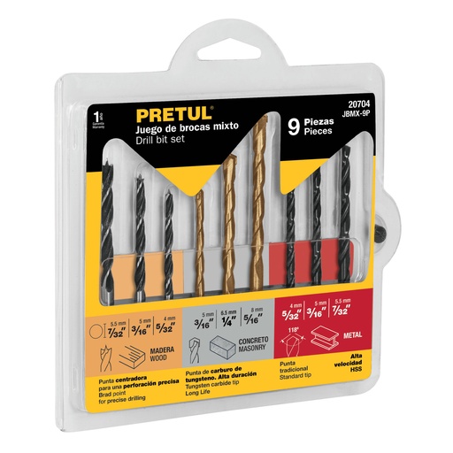 [HC134636] PRETUL JGO BROCAS AV-CONCRETO-MAD 9PZ