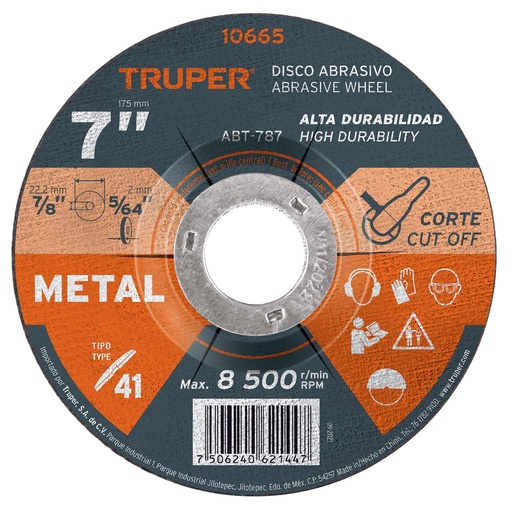 [HC111941] TRUPER DISCO ABT-787 7" TRUPER P/CORTE DE METAL