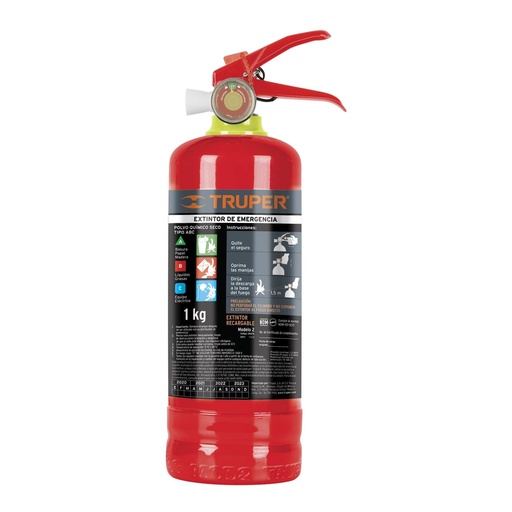 [HC129953] TRUPER EXTINTOR 1KG PORTATIL  RECARGABLE POLVO T/ABC EXT-1