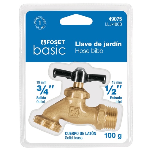[HC23051] FOSET LLJ-100B LLAVE PARA MANGUERA  LATÓN  100 GR  1/2 BLIST