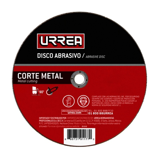 [HC136389] URREA DISCO ABRAS 4-1/2X1/4" AMSD04 P/AC INOX TIPO27