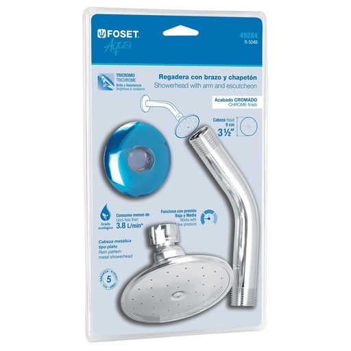[HC21221] FOSET R-504B REGADERA REDONDA  CABEZA 3-1/2  AQUA  BLISTER 4