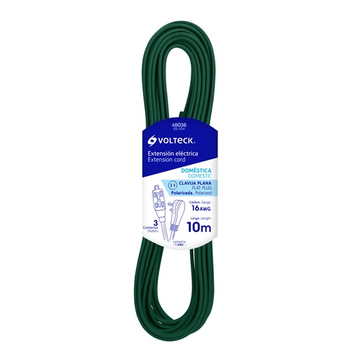 [HC23162] VOLTECK EXTENSION ELECTRICA   DOMESTICA VERDE 10MTS ED-10V