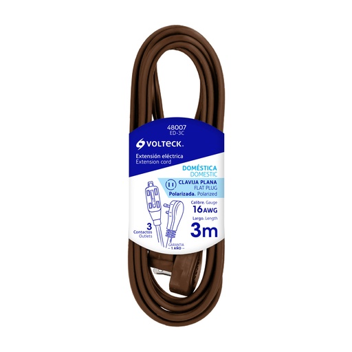 [HC23165] VOLTECK EXTENSION ELECTRICA   DOMESTICA CAFE 3MTS ED-3C