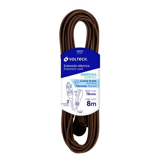 [HC23168] VOLTECK EXTENSION ELECTRICA   DOMESTICA CAFE 8MTS ED-8C