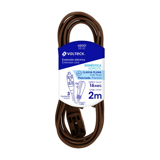 [HC23163] VOLTECK EXTENSION ELECTRICA   DOMESTICA CAFE 2MTS ED-2C