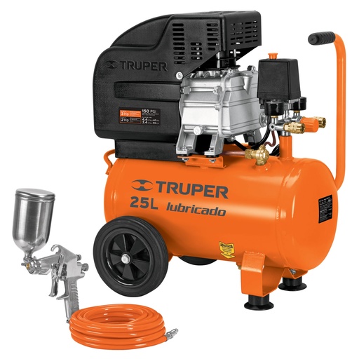 [HC136876] TRUPER PAQ COMPRESOR COMP-KIT252HP 25LT+MANG+PIST
