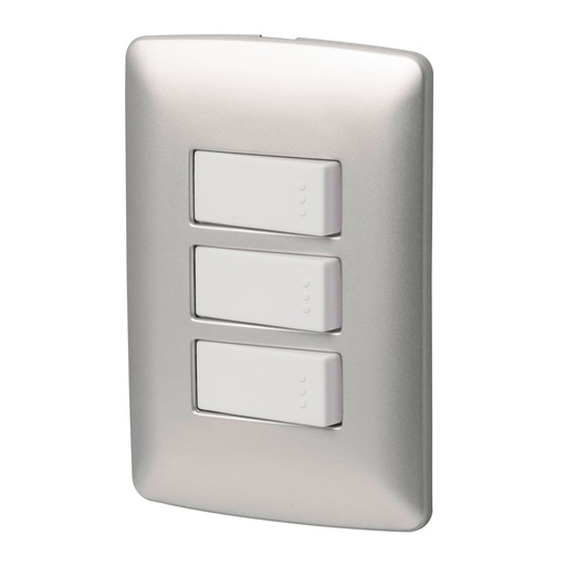 [HC23289] VOLTECK PA-APTR-IP PLACA ARMADA 3 INTERRUPTORES SENCILLOS