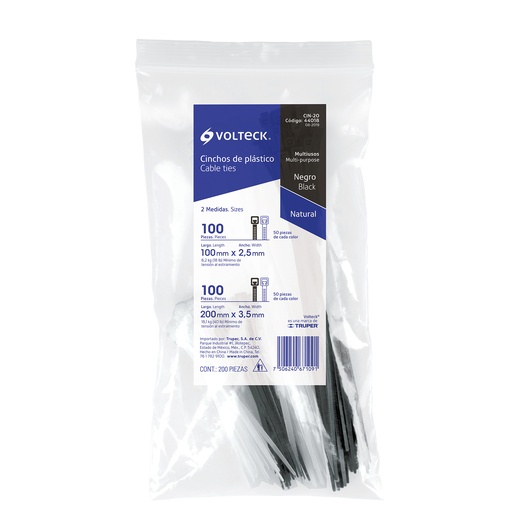 [HC23487] VOLTECK CINCHO-COLLARIN       COMBINADOS 200PZ NATURALES-NEG
