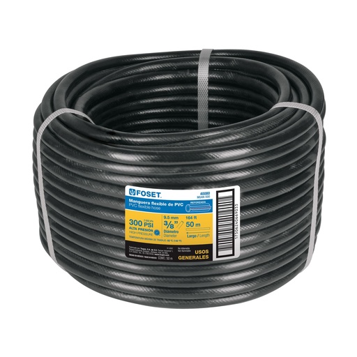 [HC23596] FOSET MANGUERA FLEXIBLE NEGRA PVC 3/8" 300PSI  MGAN-500