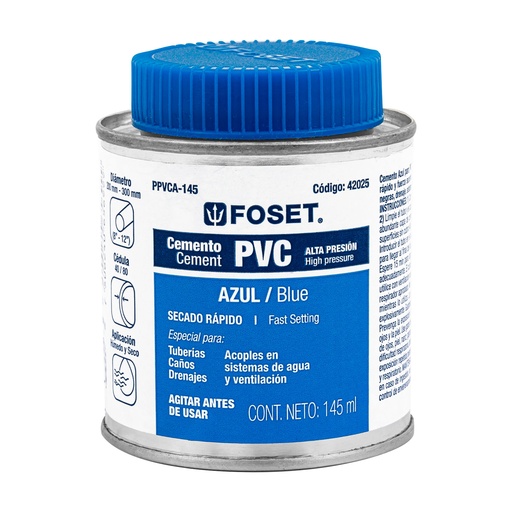 [HC23408] FOSET PPVCA-145 CEMENTO AZUL PARA PVC, HASTA 12', BOTE 14