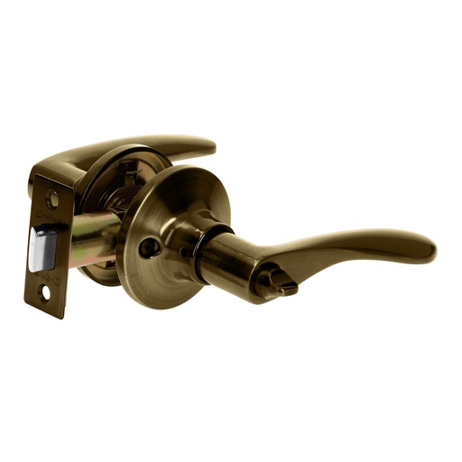 [HC141266] HERMEX CERRADURA MANIJA BANO  LATON ANT S/LLAVE CEMA-2BB