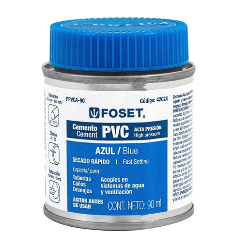 [HC23410] FOSET CEMENTO P/PVC AZUL      BOTE 90ML  PPVCA-90