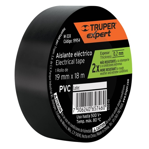 [HC120454] TRUPER CINTA AISLANTE         19MMX18MT NEGRA M-33X
