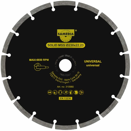 [HC152704] SAMEDIA DISCO DIAM    SEGMENTADO MSS 9" 310980 SOLID