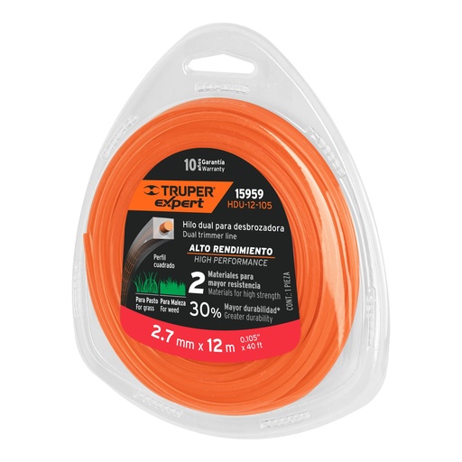 [HC99138] TRUPER HILO P/DESBROZADORA    2.4MMX12MT CUADRADO DUAL BLIS