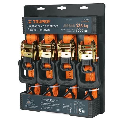 [HC152486] TRUPER JGO SUJETADORES 4PZ    MAX 1000KG C/MATRACA SU-1000C4