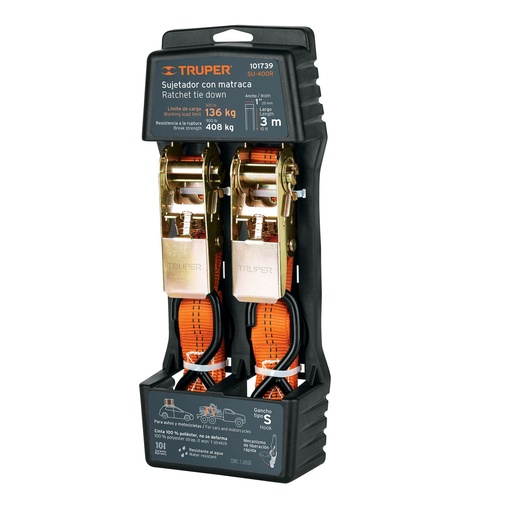 [HC152489] TRUPER JGO SUJETADORES 2PZ    MAX 400KG C/MATRACA SU-400R