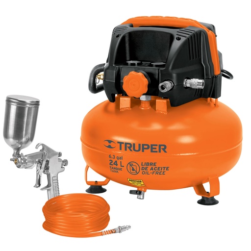 [HC153079] TRUPER PAQ COMPRESOR 24L      C/PISTOLA VASO Y MANG COMP-KIT