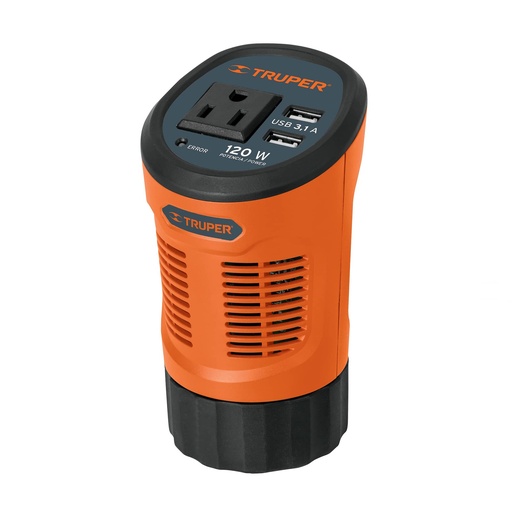 [HC134625] TRUPER INVERSOR DE CORRIENTE  120W T/VASO 2PT USB INCO-120