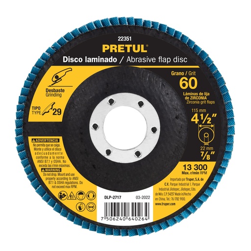 [HC150752] PRETUL DISCO LAMINADO 4-1/2"  G60 DLP-2717