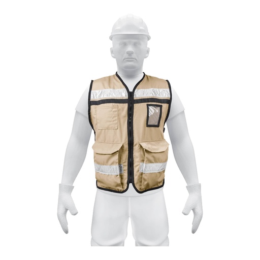 [HC112573] TRUPER CHALECO BRIGADISTA     BEIGE C/CINTA REFLEJ CHS-900B