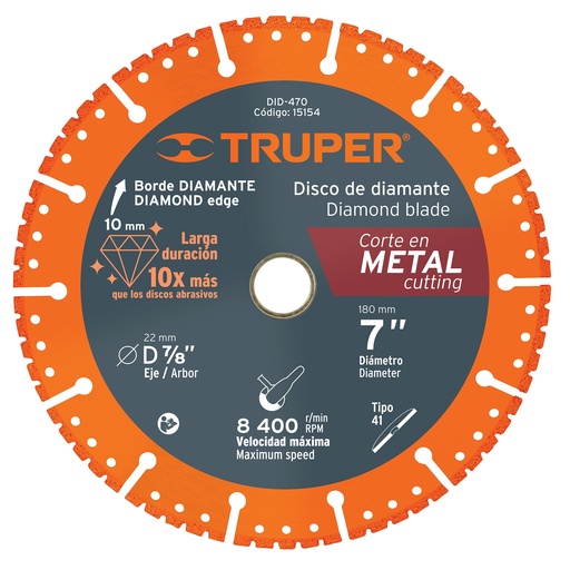 [HC134614] TRUPER DISCO DIAMANTE 7"      CORTE METAL