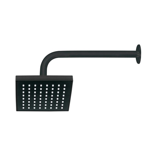 [HC153870] FOSET REGADERA CUADRADA 6"    NEGRO C/BRAZO AQUA R-404M