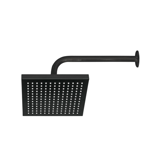 [HC149197] FOSET REGADERA CUADRADA 8"    NEGRO C/BRAZO AQUA R-405M