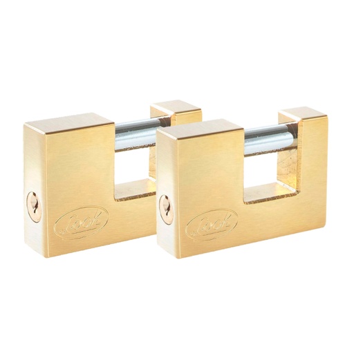 [HC153833] LOCK JGO 2 CANDADOS           P/CORTINA 80MM LATON BRILL J2C