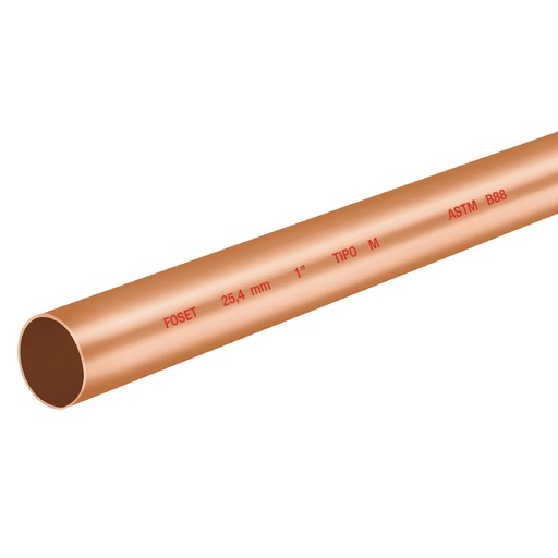 [HC139178] TUBO COBRE RIGIDO T/M         025.4MM1" AGUA TR/3M