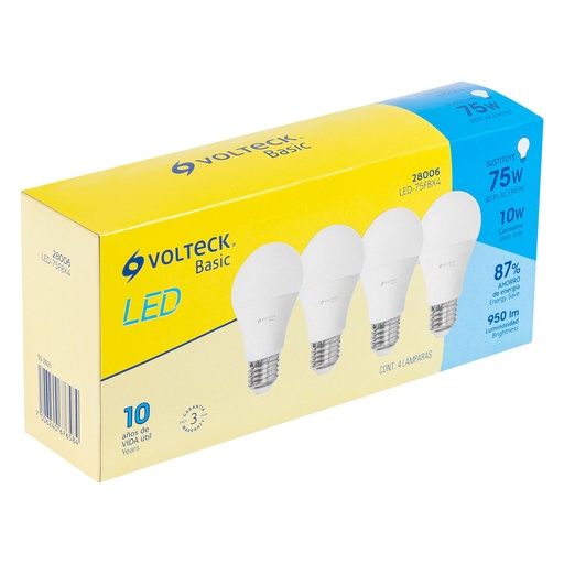 [HC134952] VOLTECK LAMPARA LED 10W 4PZ   A19 CJA LED-75FBX4