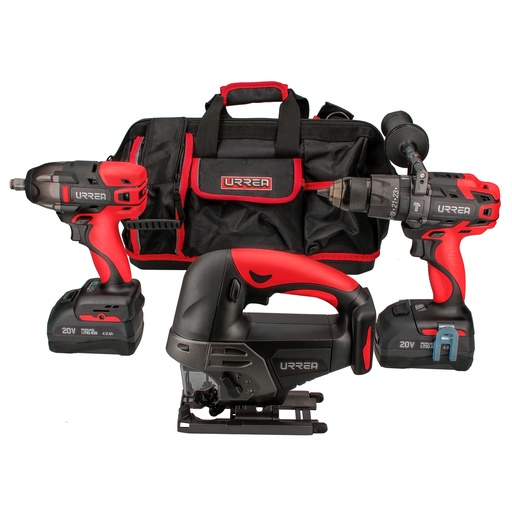 [HC162811] URREA COMBO ROTOMARTILLO+     PISTOLA IM+SIERRA 20V 4PZ JPI0