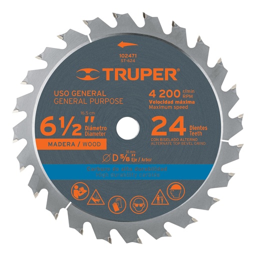 [HC159329] TRUPER DISCO SIERRA CIRCULAR  6-1/2" 24DTESX5/8" ST-624