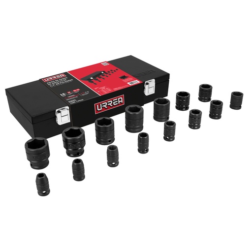 [HC154795] URREA JGO DADOS IMP STD PTA   HEX 1/2" 15PZ 7402C