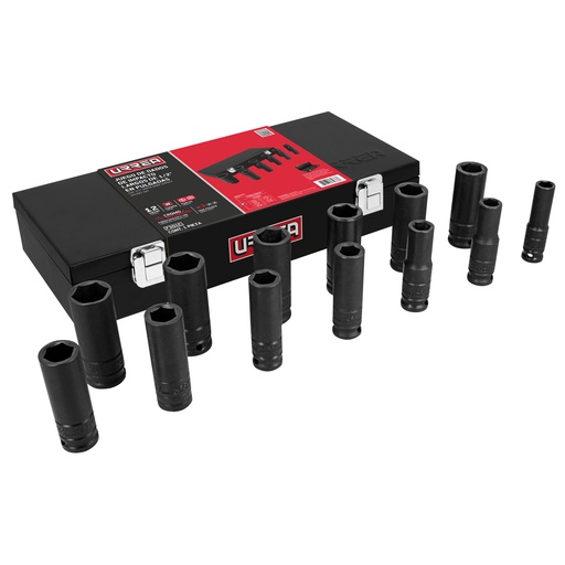 [HC160348] URREA JGO DADOS IMP MET PTA   HEX 1/2" 13PZ LARGOS 7302MC