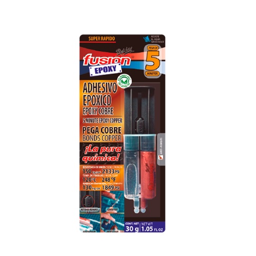 [HC160997] FUSION EPOXI PEGAMENTO LIQ.   COBRE 5MIN 30GR JERINGA AJCO5