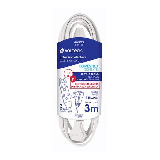 [HC157222] VOLTECK EXTENSION DOMESTICA   BCA 3MT ATERRIZADA EDA-3B