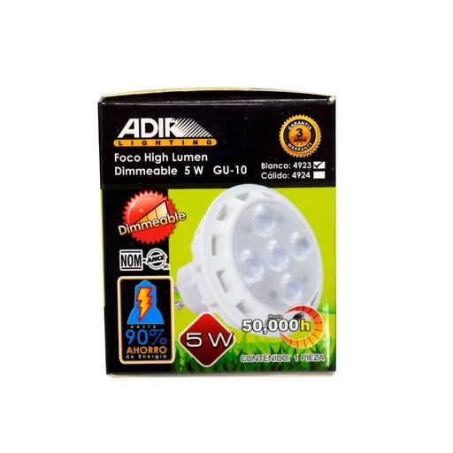 [HC95531] ADIR FOCO 4923 5W HIGH LUMEN DIMMEABLE GU-10 BLANCO