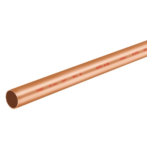 [H019810] TUBO COBRE RIGIDO T/M         019.0MM3/4" AGUA TR/3M
