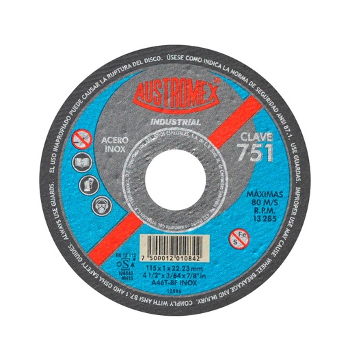 [HC57653] AUSTROMEX DISCO CORTE 751 4-1/2X3/64X7/8 A INOX