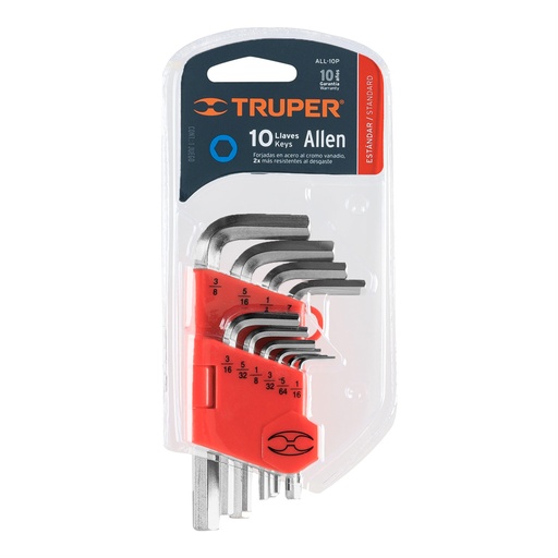 [H257996] TRUPER JGO DE LLAVES ALLEN HEXSTD ESTUCHE ABATIBLE ALL-10P