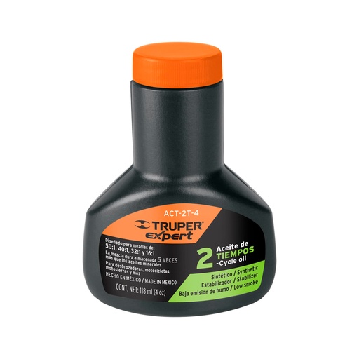 [H050056] TRUPER ACEITE ACT-2T-4 3OZ SINTETICO 2 TIEMPOS P/MOTOR
