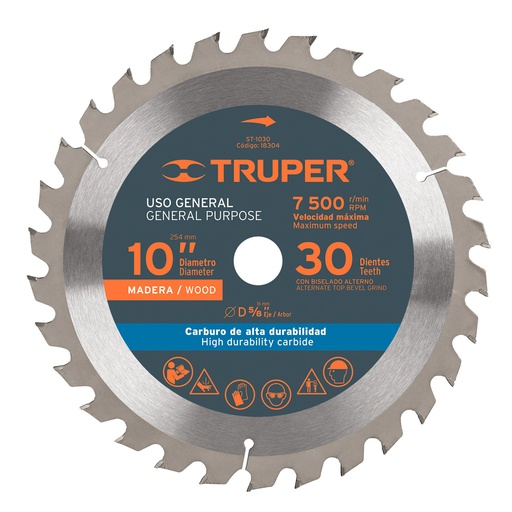 [H053837] TRUPER DISCO SIERRA CIRCULAR  10" 30DTESX5/8" ST-1030