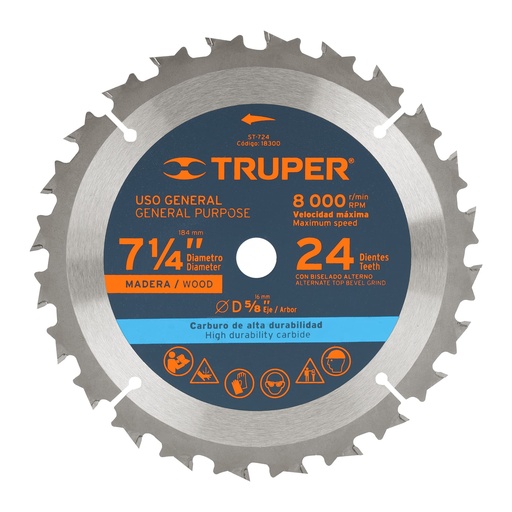 [H053875] TRUPER DISCO SIERRA CIRCULAR  7-1/4" 24DTESX5/8" ST-724